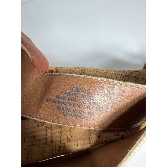 Lucky Brand Beige Strappy Cork Wedge Sandals With Studded Detail Women Size 10M - Picture 16 of 16